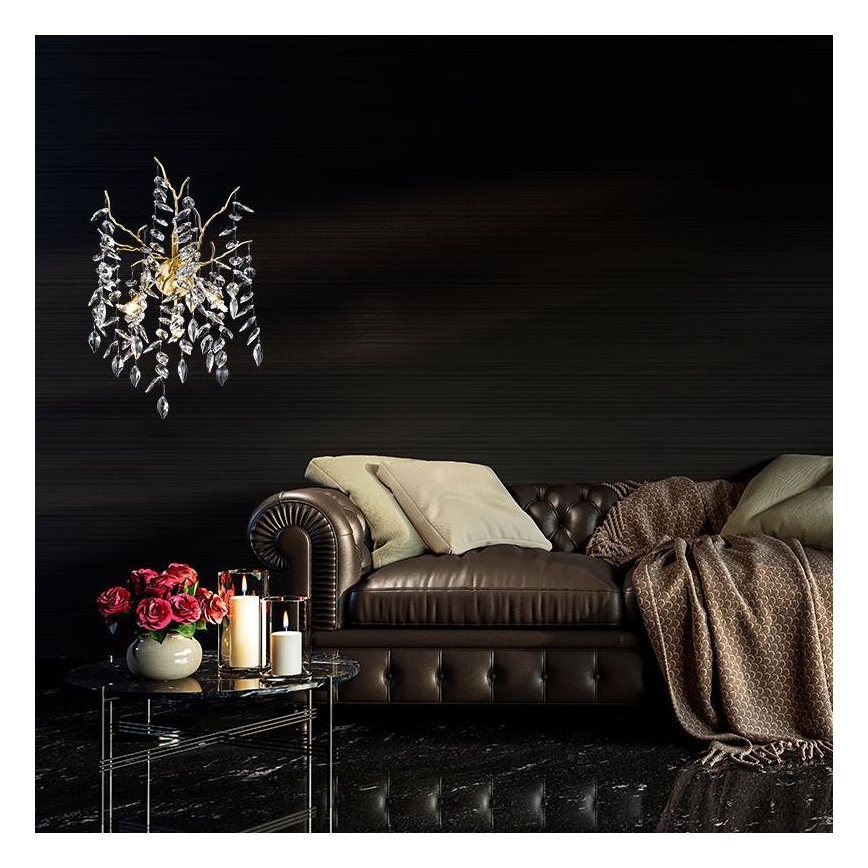 Aplique de cristal 3xG9/40W/230V dorado