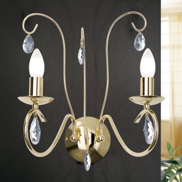 Aplique de cristal ALESSIA 2xE14/40W/230V dorado