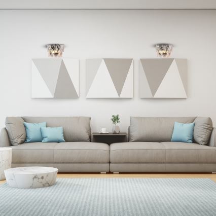 Aplique de cristal CHELSEA 2xE14/40W/230V cromo brillante