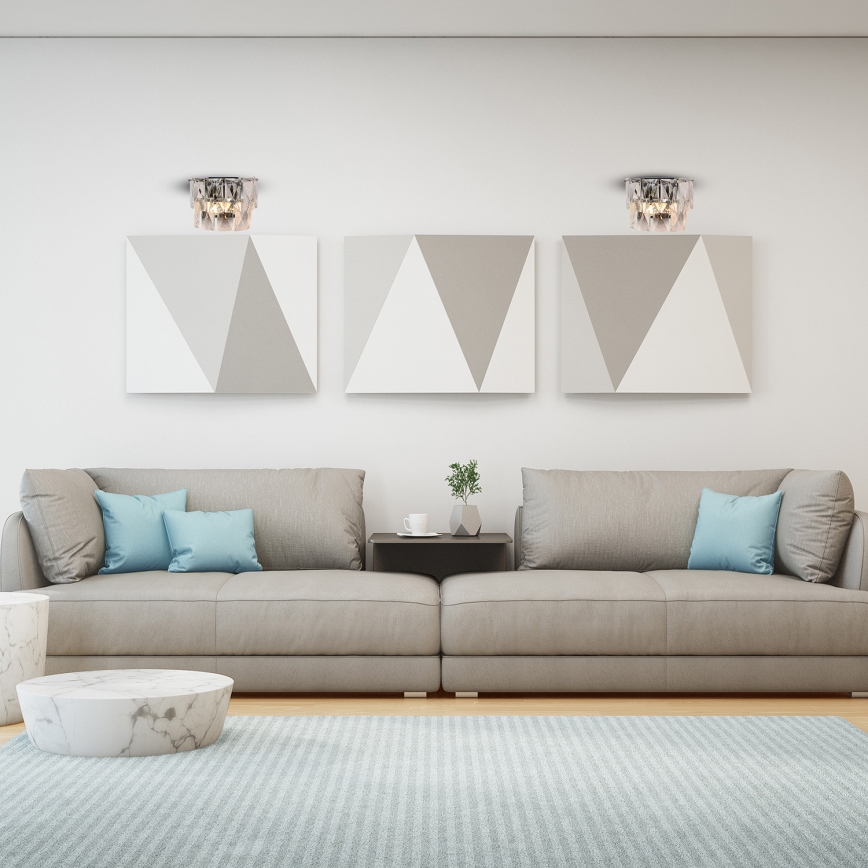 Aplique de cristal CHELSEA 2xE14/40W/230V cromo brillante