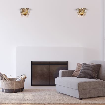 Aplique de cristal CHELSEA 2xE14/40W/230V dorado