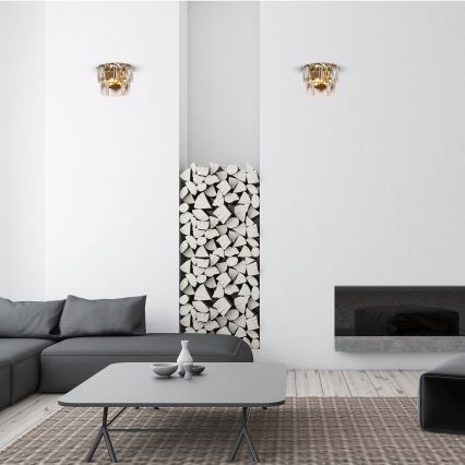 Aplique de cristal CHELSEA 2xE14/40W/230V dorado