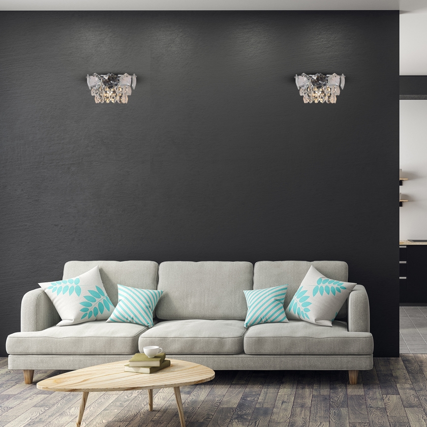 Aplique de cristal SELENA 2xE14/40W/230V cromo brillante