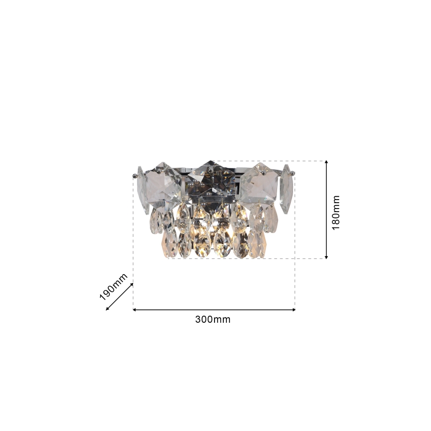 Aplique de cristal SELENA 2xE14/40W/230V cromo brillante