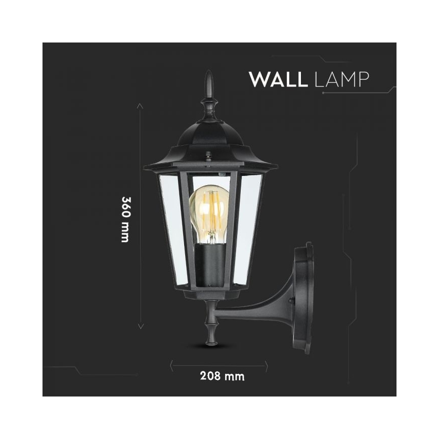 Aplique de exterior 1xE27/40W/230V IP44 negro