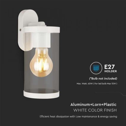 Aplique de exterior 1xE27/60W/230V IP44 blanco