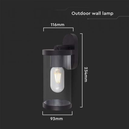 Aplique de exterior 1xE27/60W/230V IP44 negro
