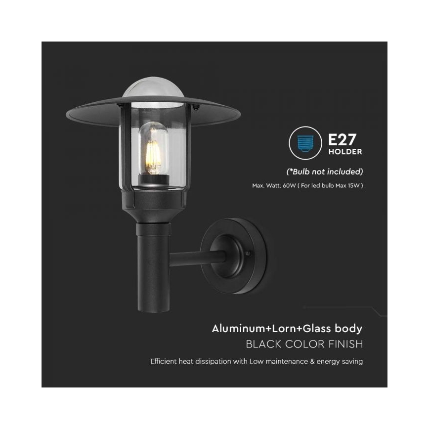 Aplique de exterior 1xE27/60W/230V IP44 negro