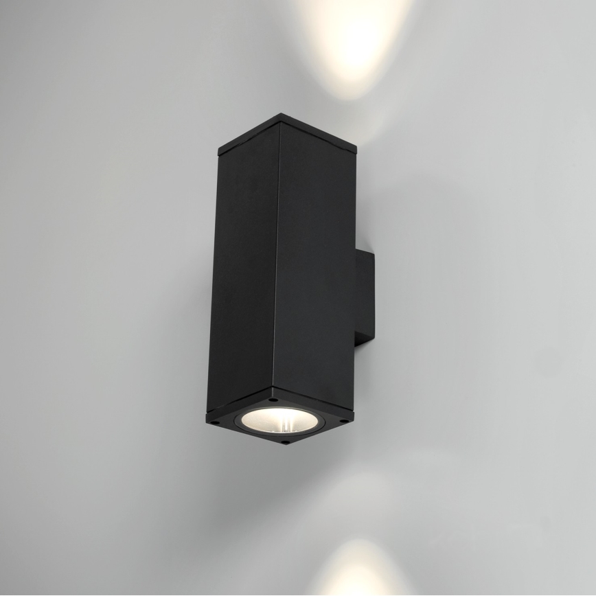 Aplique de exterior 2xGU10/35W/230V IP54 cuadrado negro