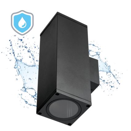 Aplique de exterior 2xGU10/35W/230V IP54 cuadrado negro