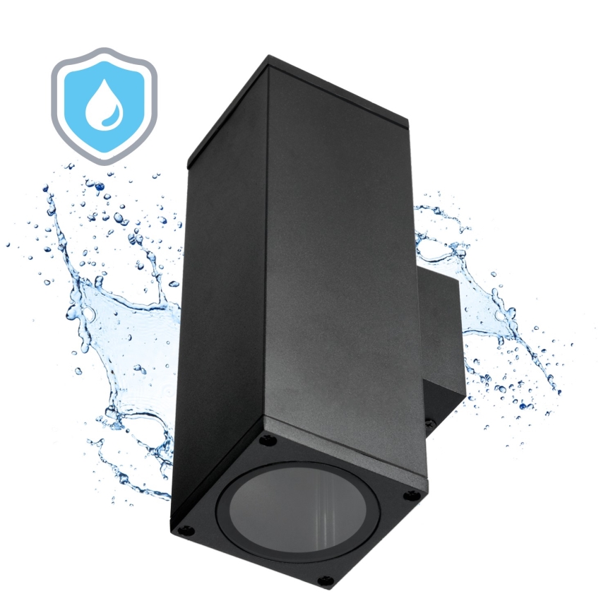Aplique de exterior 2xGU10/35W/230V IP54 cuadrado negro