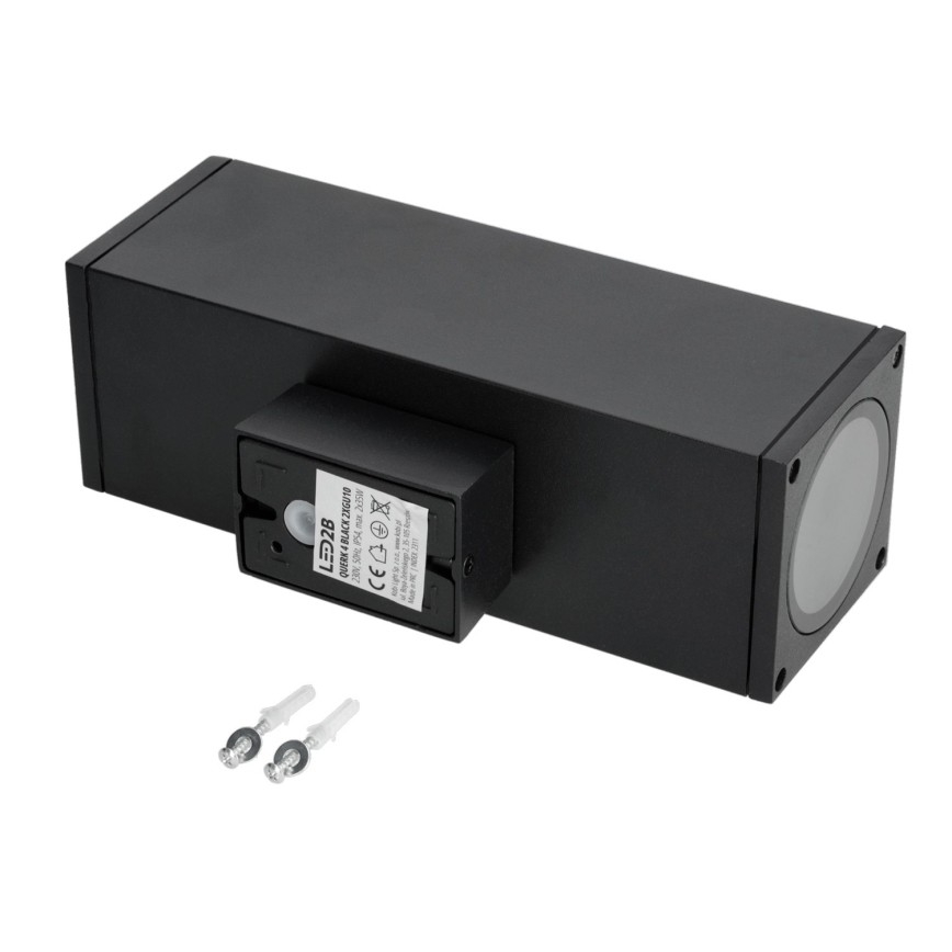 Aplique de exterior 2xGU10/35W/230V IP54 cuadrado negro