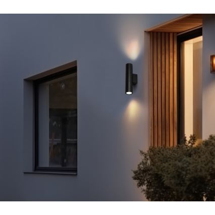 Aplique de exterior 2xGU10/35W/230V IP54 redondeado negro