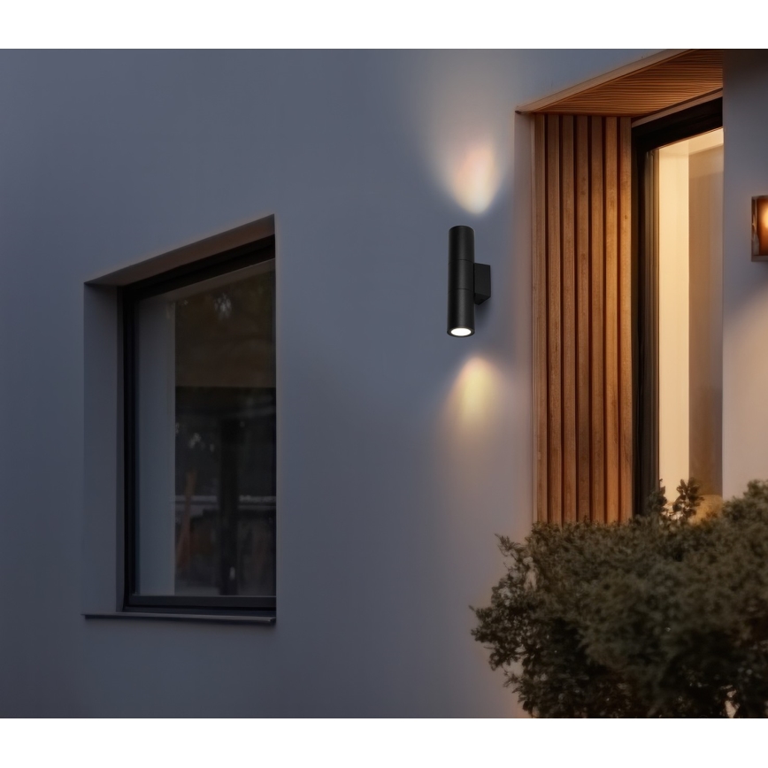 Aplique de exterior 2xGU10/35W/230V IP54 redondeado negro