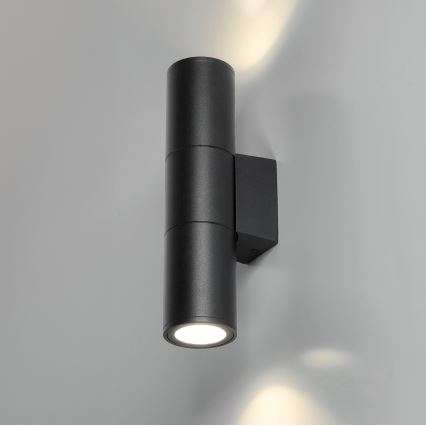 Aplique de exterior 2xGU10/35W/230V IP54 redondeado negro