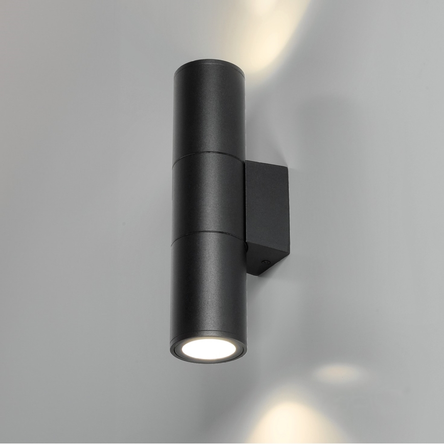 Aplique de exterior 2xGU10/35W/230V IP54 redondeado negro