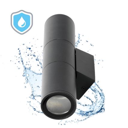 Aplique de exterior 2xGU10/35W/230V IP54 redondeado negro