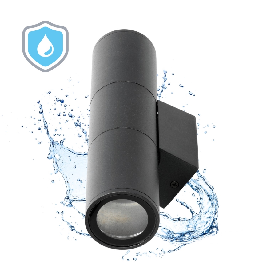 Aplique de exterior 2xGU10/35W/230V IP54 redondeado negro