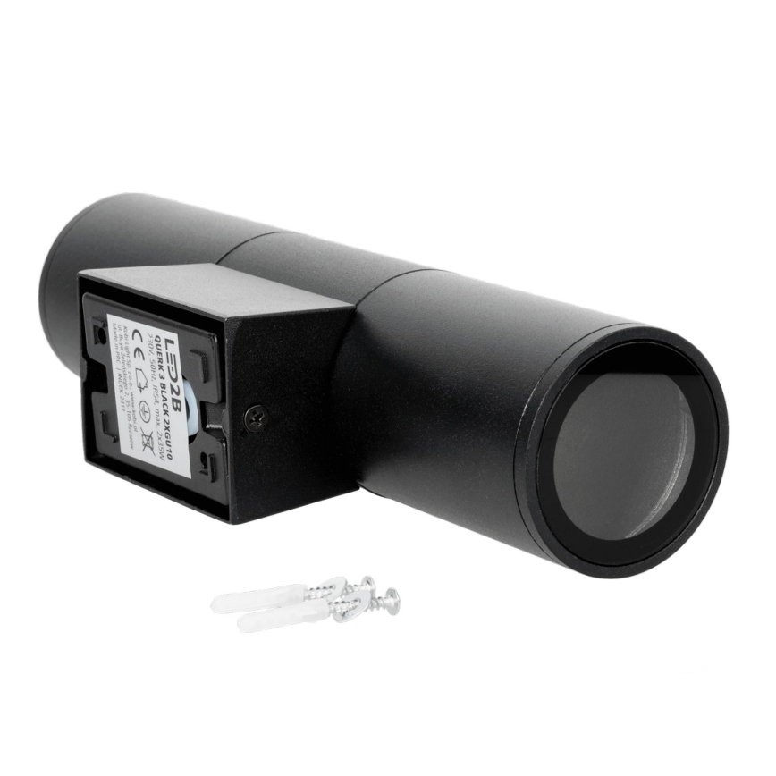 Aplique de exterior 2xGU10/35W/230V IP54 redondeado negro