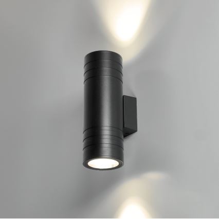 Aplique de exterior 2xGU10/35W/230V IP54 redondeado negro