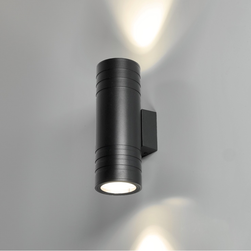 Aplique de exterior 2xGU10/35W/230V IP54 redondeado negro