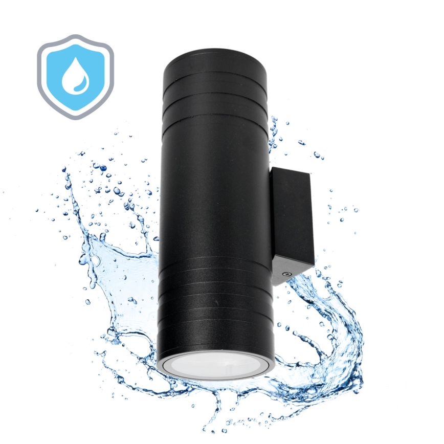 Aplique de exterior 2xGU10/35W/230V IP54 redondeado negro