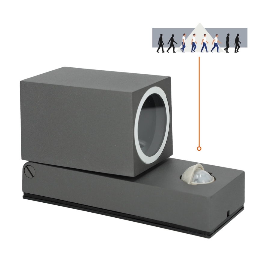 Aplique de exterior con sensor QUAZAR 1xGU10/35W/230V IP44 gris