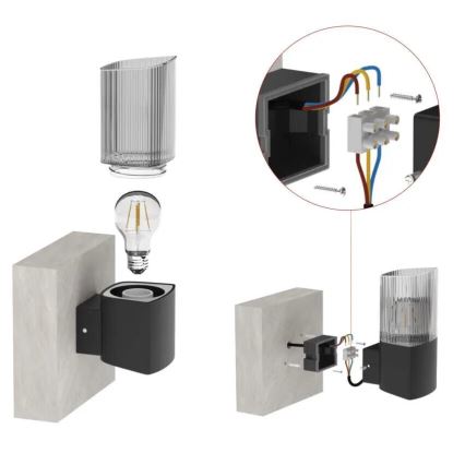 Aplique de exterior LANA 1xE27/25W/230V IP54