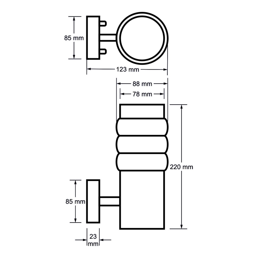 Aplique de exterior LULA BIS 1xE27/60W/230V IP44 acero inoxidable
