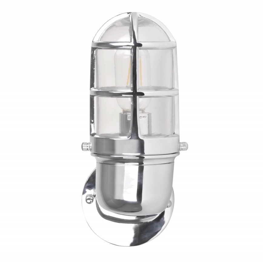 Aplique de exterior LUND 1xE27/12W/230V IP44 cromo brillante