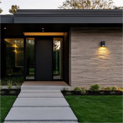 Aplique de exterior QUERK 1xGU10/35W/230V IP54 8 cm negro