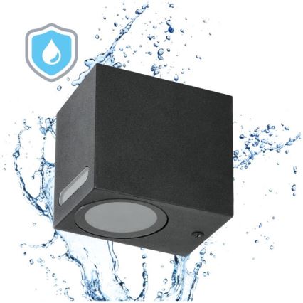 Aplique de exterior QUERK 1xGU10/35W/230V IP54 8 cm negro