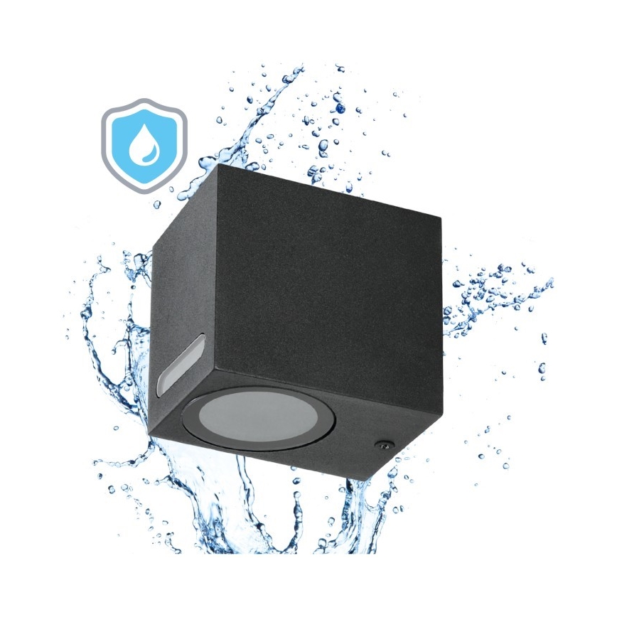 Aplique de exterior QUERK 1xGU10/35W/230V IP54 8 cm negro