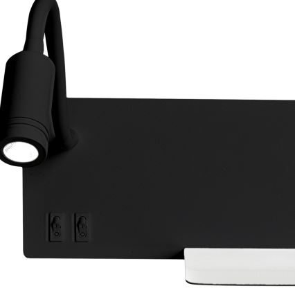Aplique de pared LED SHELF 1xLED/4W + 1xLED/5W + 1xLED/2W/230V negro