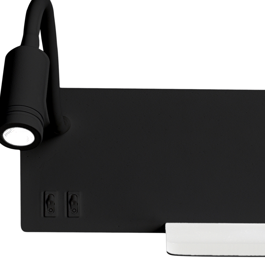 Aplique de pared LED SHELF 1xLED/4W + 1xLED/5W + 1xLED/2W/230V negro