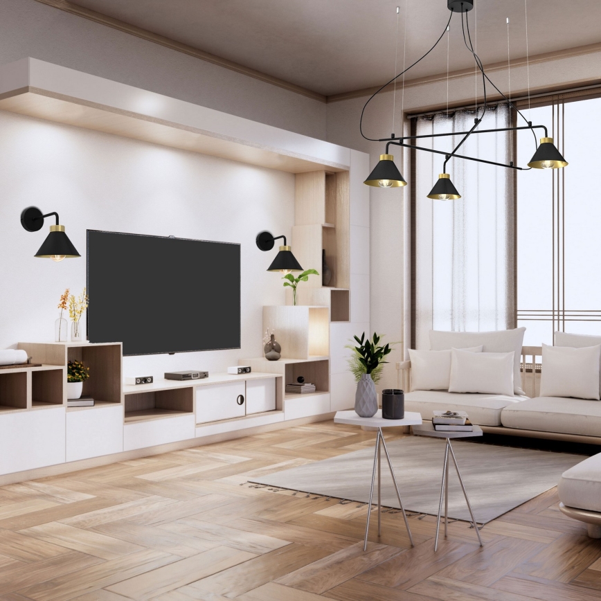 Aplique DEMET 1xE27/60W/230V negro/dorado