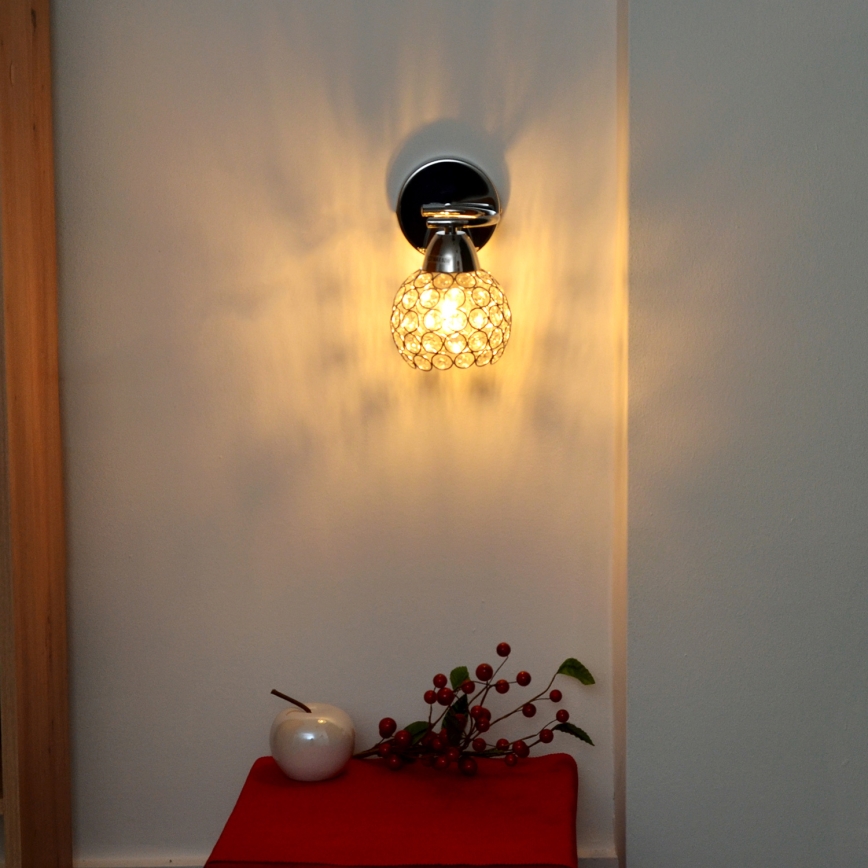 Aplique DORIS 1xE27/15W/230V cromo brillante/transparente