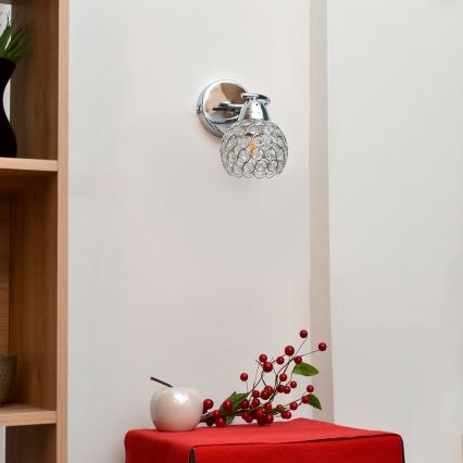 Aplique DORIS 1xE27/15W/230V cromo brillante/transparente