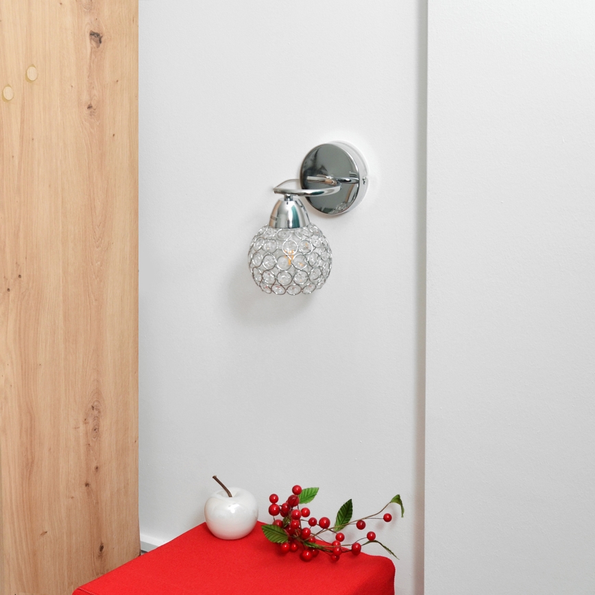 Aplique DORIS 1xE27/15W/230V cromo brillante/transparente