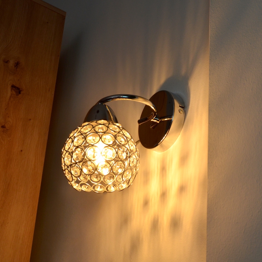 Aplique DORIS 1xE27/15W/230V cromo brillante/transparente