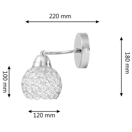 Aplique DORIS 1xE27/15W/230V cromo brillante/transparente