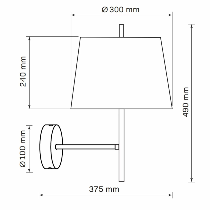 Aplique ELENA 1xE27/20W/230V negro