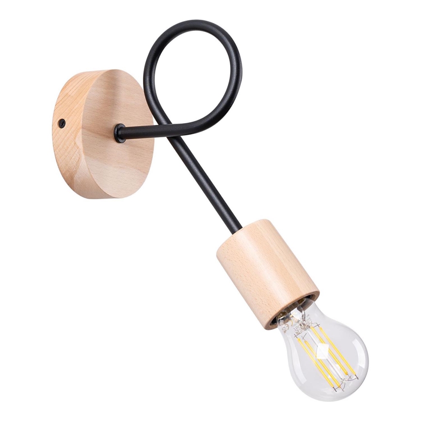 Aplique EMBER 1xE27/15W/230V negro/beige/haya
