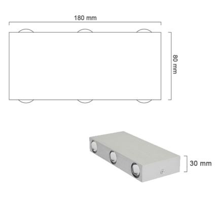 Aplique exterior LED SILBER 6xLED/1W/230V IP54