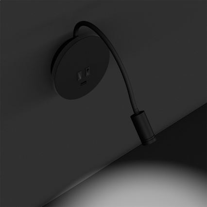 Aplique flexible LED BASE 1xLED/8W+1xLED/2W/230V negro/plata
