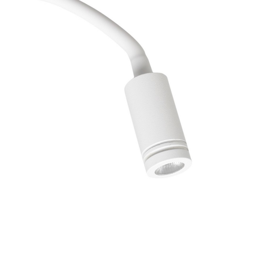 Aplique flexible LED con USB BASE 1xLED/8W+1xLED/2W/230V blanco