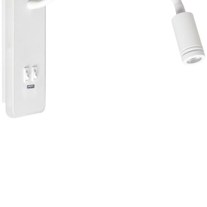 Aplique flexible LED con USB BASE 1xLED/8W+1xLED/2W/230V blanco