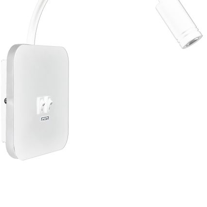 Aplique flexible LED con USB BASE 1xLED/8W + 1xLED/2W/230V blanco