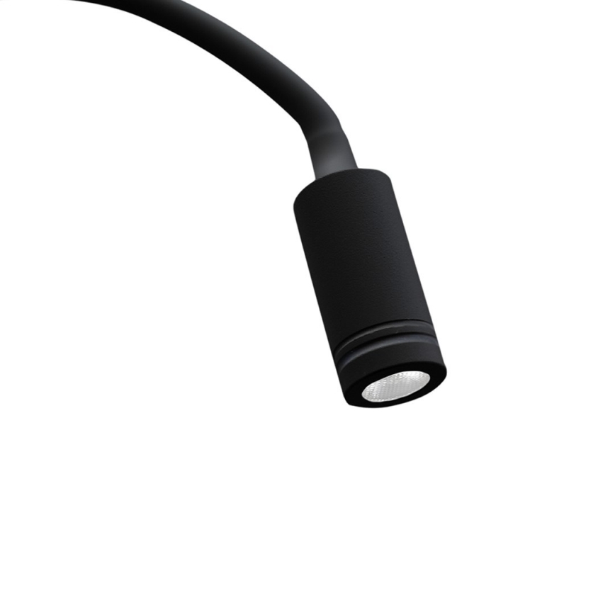Aplique flexible LED con USB BASE 1xLED/8W+1xLED/2W/230V negro
