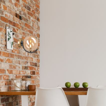 Aplique GEORGIA 1xE14/5W/230V dorado/ahumado beige